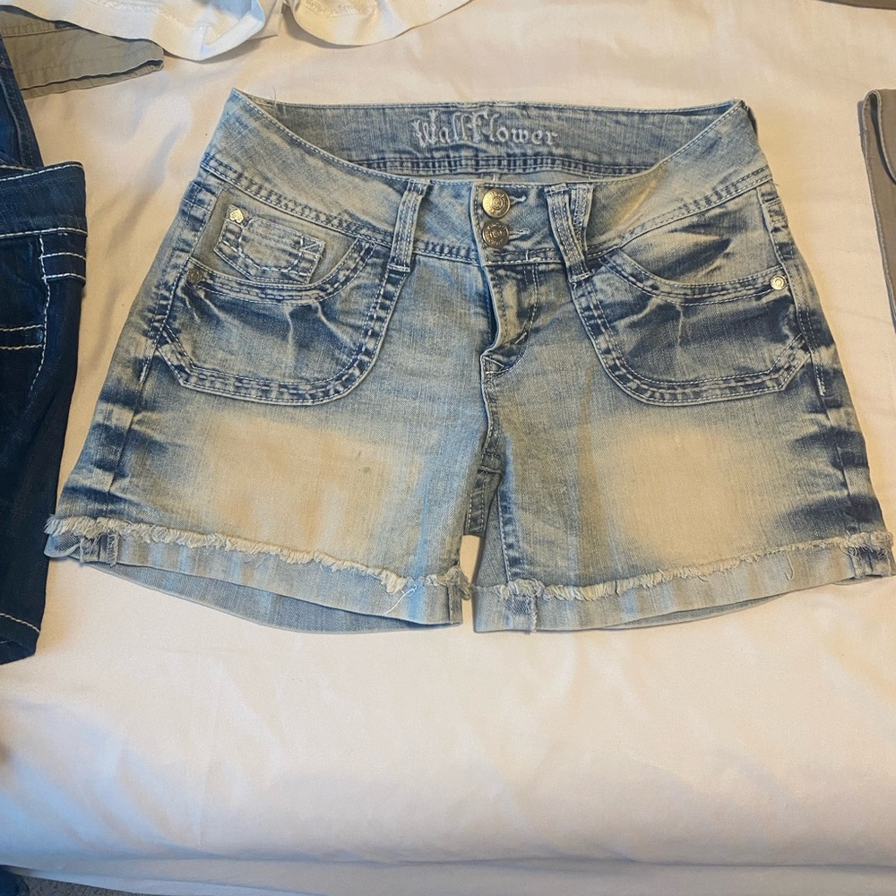 Wildflowers Blue Jean Shorts Distressed Denim